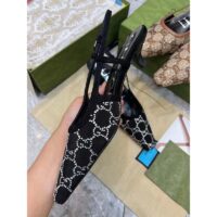 Gucci Women GG Slingback Pump Black Mesh GG Crystals Low 4 cm Heel (9)