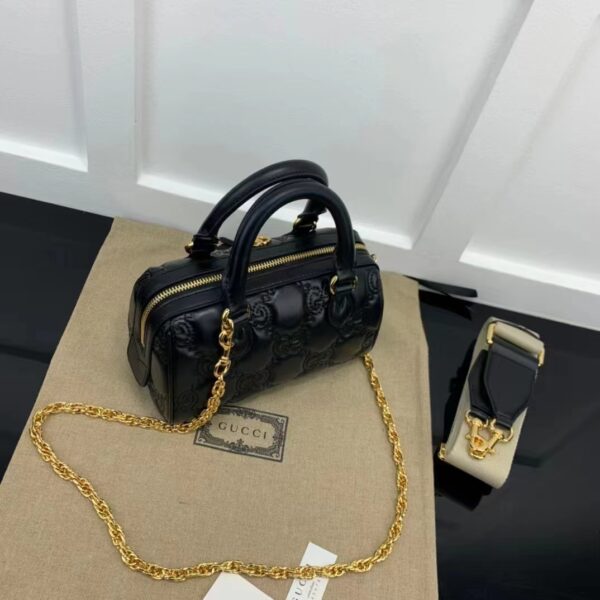 Gucci Women Matelassé Leather Top Handle Bag Black GG Matelassé Leather Double G (5)