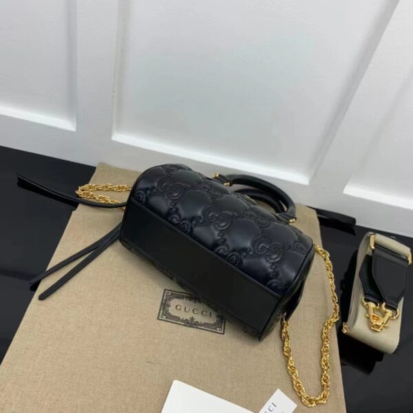 Gucci Women Matelassé Leather Top Handle Bag Black GG Matelassé Leather Double G (7)