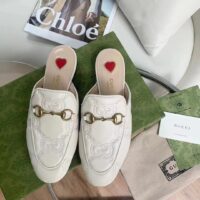 Gucci Women Maxi GG Matelassé Princetown Slipper White Horsebit Leather Sole Flat (6)