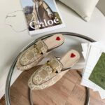 Gucci Women Maxi GG Princetown Slipper Beige White GG Raffia Effect Fabric Flat - Image 7