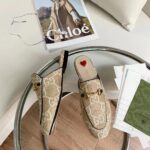 Gucci Women Maxi GG Princetown Slipper Beige White GG Raffia Effect Fabric Flat - Image 5