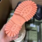 Gucci Women Slip-On Sandal Peach Perforated GG Rubber Mid 6 Cm Heel - immagine 5