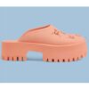 Gucci Women Slip-On Sandal Peach Perforated GG Rubber Mid 6 Cm Heel