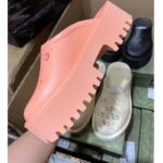 Gucci Women Slip-On Sandal Peach Perforated GG Rubber Mid 6 Cm Heel - immagine 4
