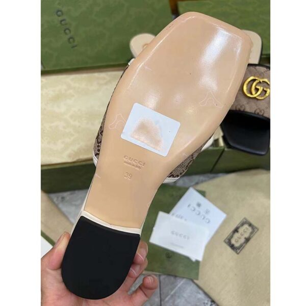 Gucci Women’s GG Matelassé Canvas Slide Sandal Double G Square Toe Leather Flat (2)