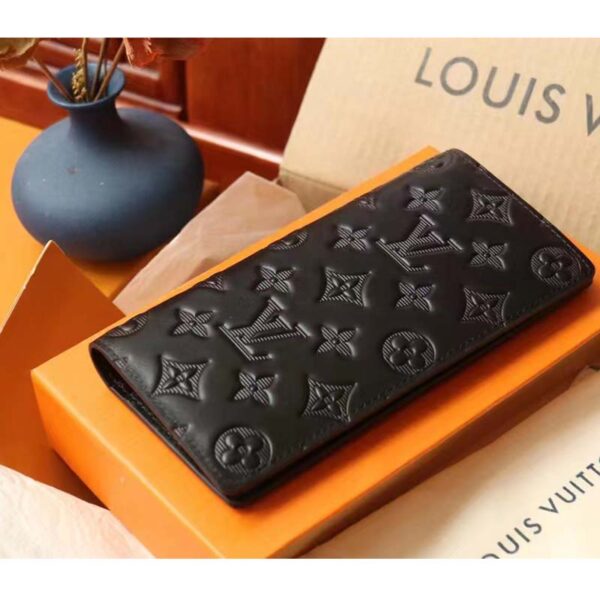 Louis Vuitton LV Unisex Brazza Wallet Black Monogram Shadow Calf Leather (4)
