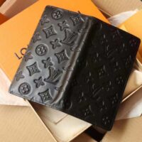 Louis Vuitton LV Unisex Brazza Wallet Black Monogram Shadow Calf Leather (8)