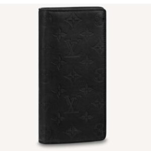 Louis Vuitton LV Unisex Brazza Wallet Black Monogram Shadow Calf Leather