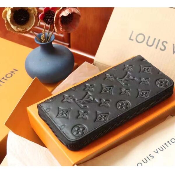 Louis Vuitton LV Unisex Brazza Wallet Vertical Black Monogram Shadow Calf Leather (4)