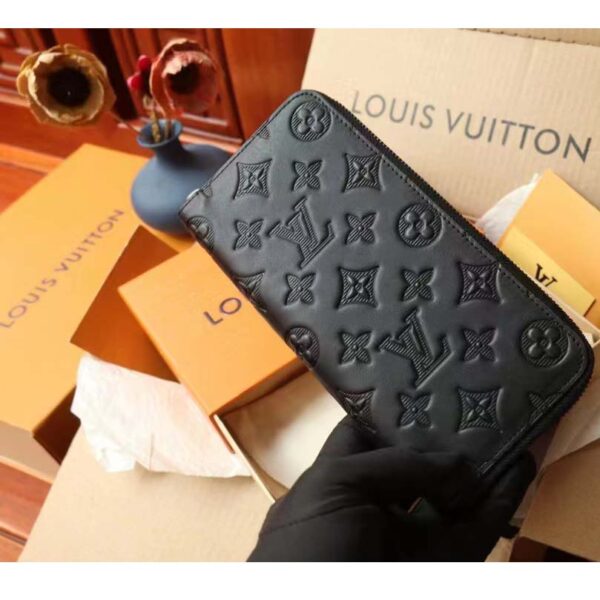 Louis Vuitton LV Unisex Brazza Wallet Vertical Black Monogram Shadow Calf Leather (5)