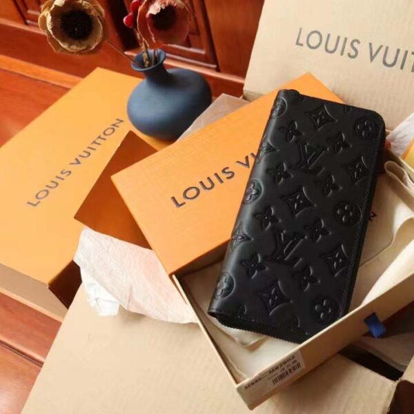 Louis Vuitton LV Unisex Brazza Wallet Vertical Black Monogram Shadow Calf Leather (6)