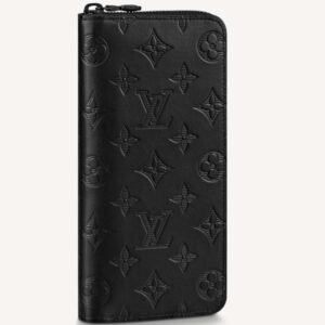 Louis Vuitton LV Unisex Brazza Wallet Vertical Black Monogram Shadow Calf Leather