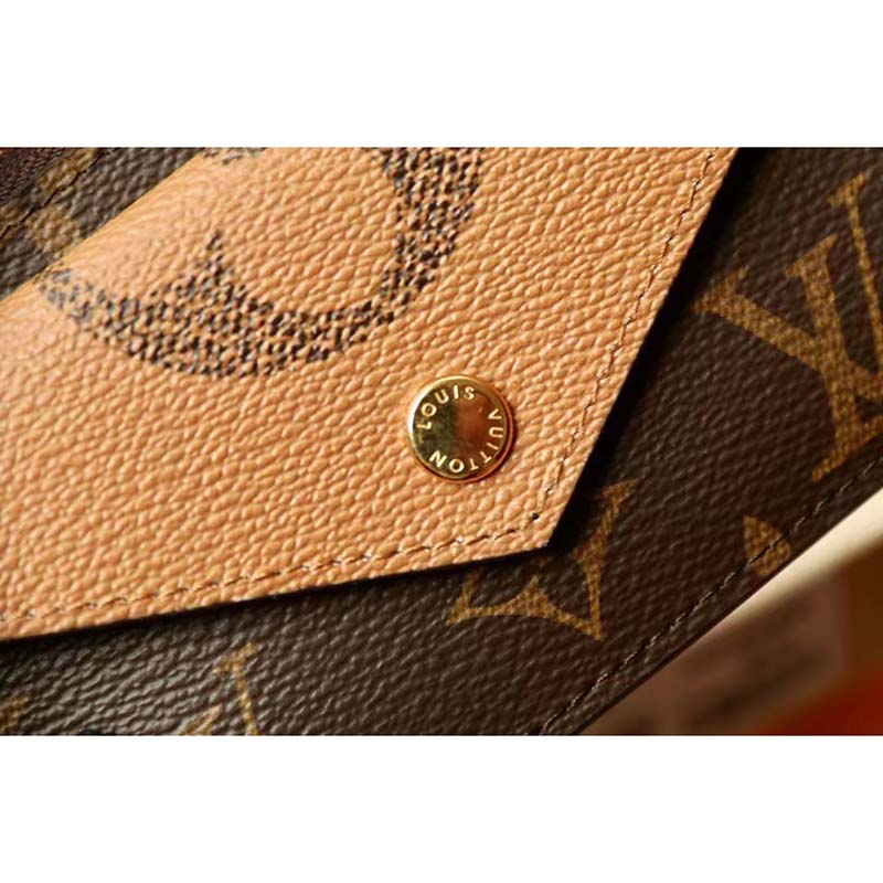 Louis Vuitton Card Holder Reverse Monogram Canvas Brown in Coated