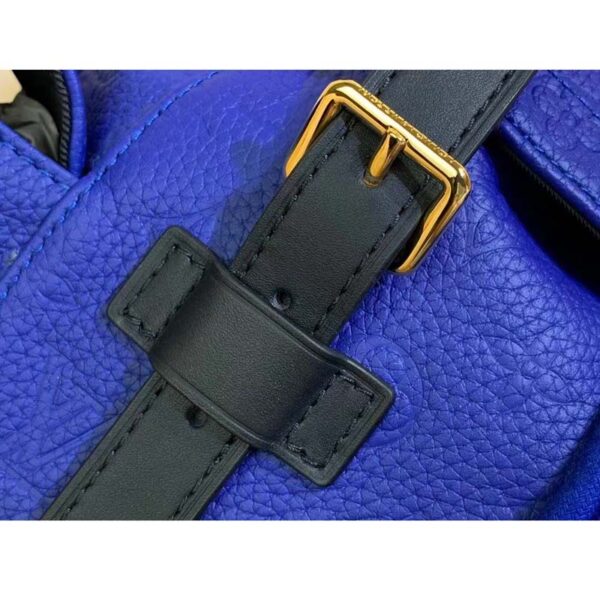 Louis Vuitton LV Unisex Christopher MM Backpack Blue Embossed Taurillon Leather (5)