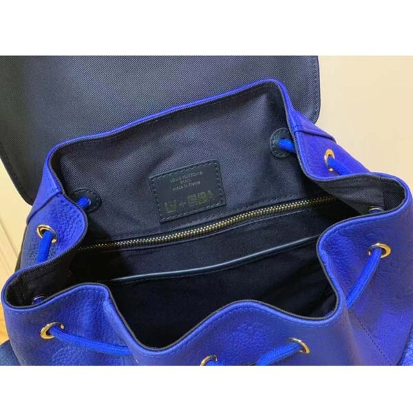 Louis Vuitton LV Unisex Christopher MM Backpack Blue Embossed Taurillon Leather (7)