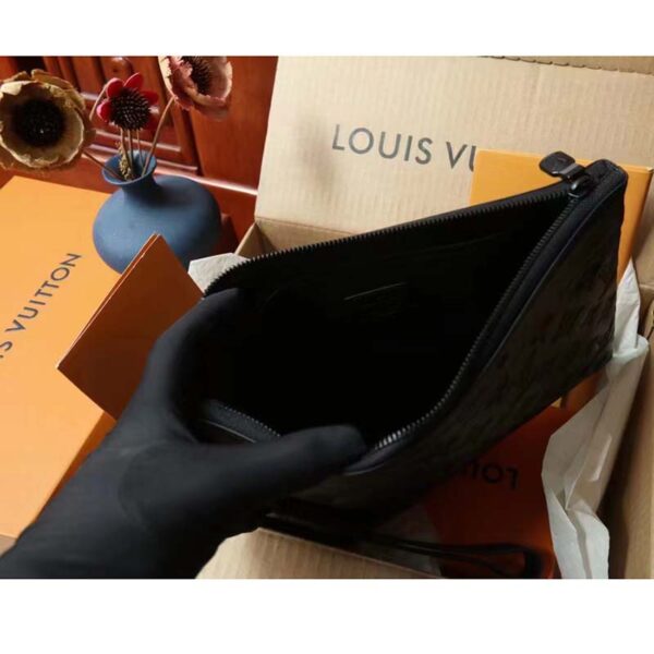 Louis Vuitton LV Unisex Discovery Pochette Black Monogram Shadow Calf Leather (3)