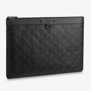 Louis Vuitton LV Unisex Discovery Pochette Black Monogram Shadow Calf Leather