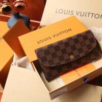 Louis Vuitton LV Unisex Emilie Wallet Rose Ballerine Pink Coated Canvas Grained Cowhide (8)