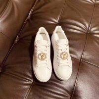 Louis Vuitton LV Unisex Frontrow Sneaker Circle White Calf Leather Rubber Outsole (9)