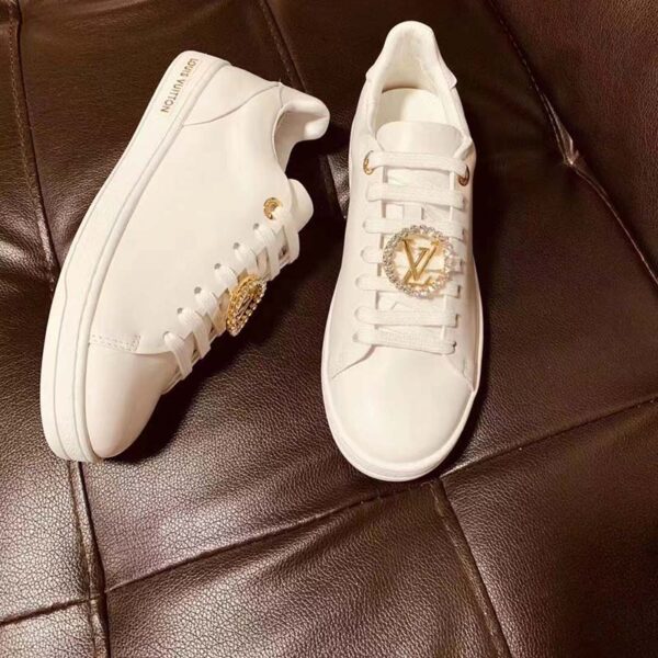 Louis Vuitton LV Unisex Frontrow Sneaker Circle White Calf Leather Rubber Outsole (3)