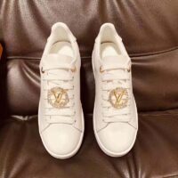 Louis Vuitton LV Unisex Frontrow Sneaker Circle White Calf Leather Rubber Outsole (9)