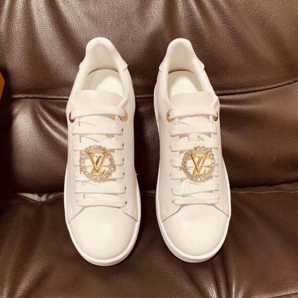 Louis Vuitton LV Unisex Frontrow Sneaker Circle White Calf Leather Rubber Outsole (6)