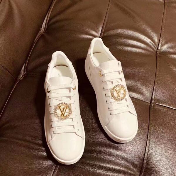 Louis Vuitton LV Unisex Frontrow Sneaker Circle White Calf Leather Rubber Outsole (7)
