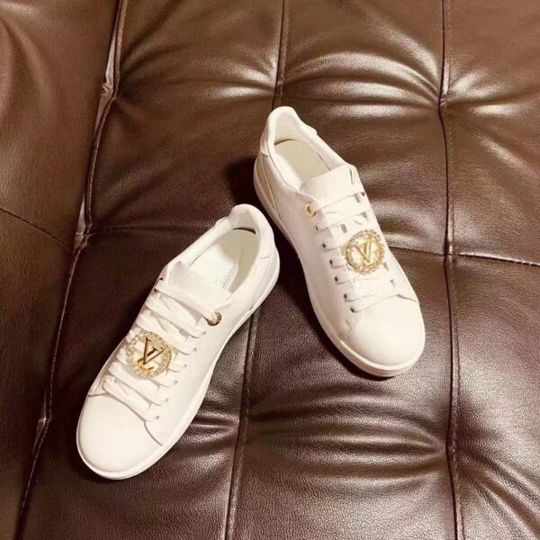 Louis Vuitton LV Unisex Frontrow Sneaker Circle White Calf Leather Rubber Outsole (8)