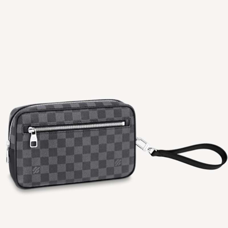 Louis Vuitton LV Kasai clutch in Damier Graphite Canvas Navy blue Leather  ref.721153 - Joli Closet