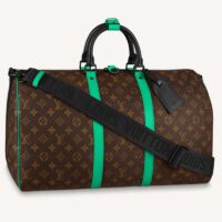 Louis Vuitton LV Unisex Keepall Bandoulière 50 Travel Bag Monogram Macassar Coated Canvas (1)