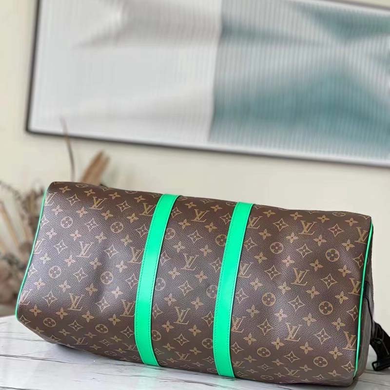 Louis Vuitton Keepall Bandouliere 25 Monogram Macassar Minty Green in  Coated Canvas/Cowhide Leather with Black-tone - JP