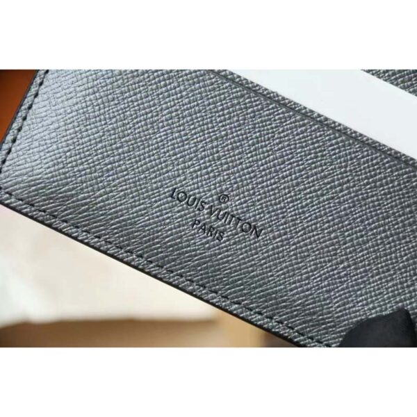 Louis Vuitton LV Unisex Multiple Wallet Gunmetal Gray Monogram Coated Canvas Taiga Cowhide (1)