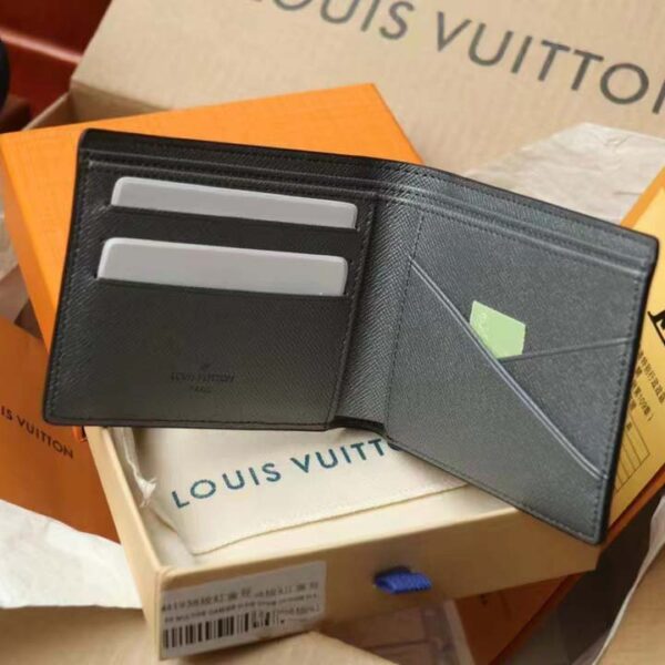 Louis Vuitton LV Unisex Multiple Wallet Gunmetal Gray Monogram Coated Canvas Taiga Cowhide (5)