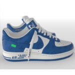 Louis Vuitton LV Unisex Nike Air Force 1 Sneaker Blå Monogram Präglat Kalvskinn