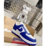 Louis Vuitton LV Unisex Nike Air Force 1 Sneaker Blue Monogram Embossed Calf Leather - Bild 2