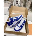 Louis Vuitton LV Unisex Nike Air Force 1 Sneaker Blue Monogram Embossed Calf Leather - Bild 6