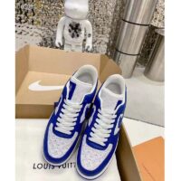 Louis Vuitton LV Unisex Nike Air Force 1 Sneaker Blue Monogram Embossed Calf Leather