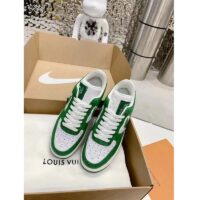 Louis Vuitton LV Unisex Nike Air Force 1 Sneaker Green Monogram Embossed Calf Leather (9)