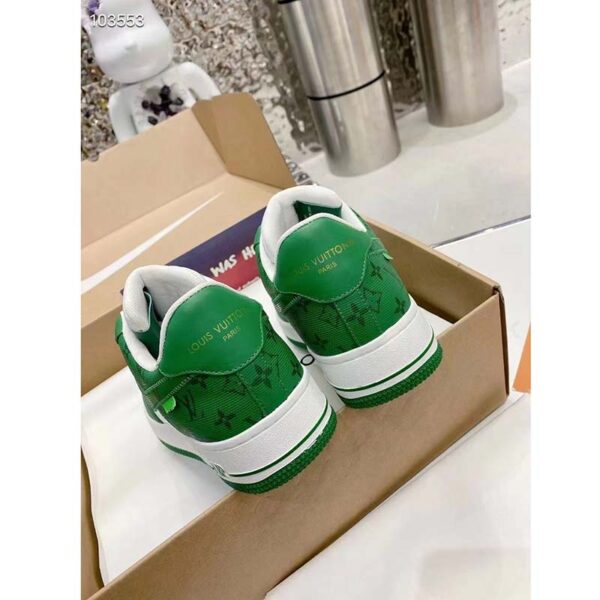 Louis Vuitton LV Unisex Nike Air Force 1 Sneaker Green Monogram Embossed Calf Leather (5)
