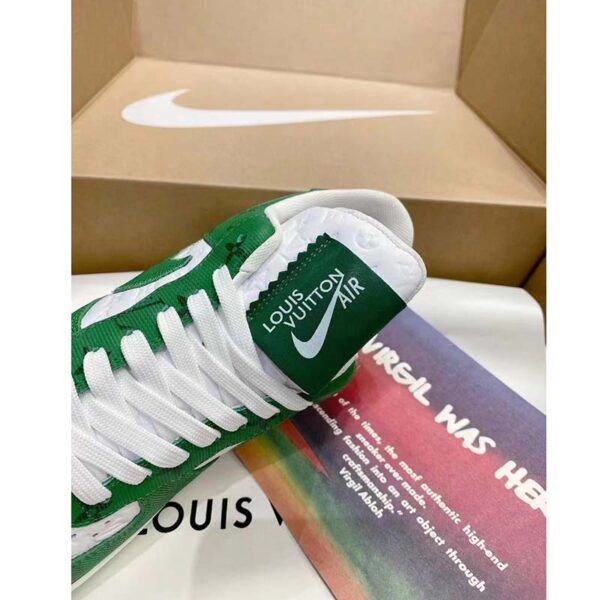Louis Vuitton LV Unisex Nike Air Force 1 Sneaker Green Monogram Embossed Calf Leather (7)