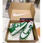 Louis Vuitton LV Unisex Nike Air Force 1 Sneaker Green Monogram Embossed Calf Leather - Bild 4