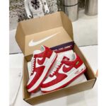 Louis Vuitton LV Unisex Nike Air Force 1 Sneaker Red Monogram Embossed Calf Leather - immagine 6