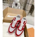 Louis Vuitton LV Unisex Nike Air Force 1 Sneaker Red Monogram Embossed Calf Leather - immagine 4