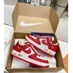 Louis Vuitton LV Unisex Nike Air Force 1 Sneaker Red Monogram Embossed Calf Leather - immagine 3