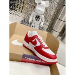 Louis Vuitton LV Unisex Nike Air Force 1 Sneaker Red Monogram Embossed Calf Leather - immagine 2