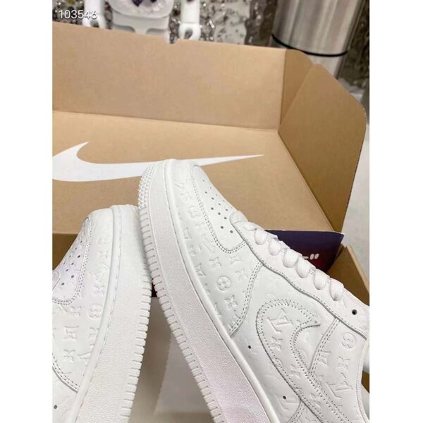 Louis Vuitton LV Unisex Nike Air Force 1 Sneaker White Monogram Embossed Calf Leather (1)