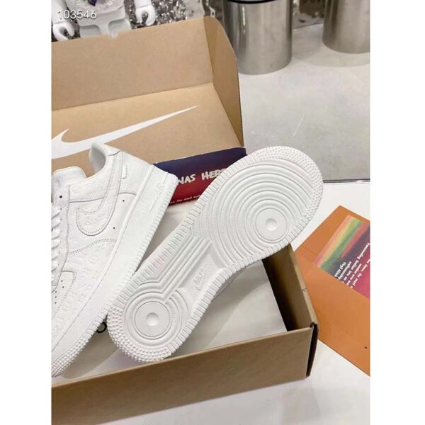 Louis Vuitton LV Unisex Nike Air Force 1 Sneaker White Monogram Embossed Calf Leather (2)