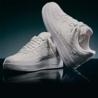 Louis Vuitton LV Unisex Nike Air Force 1 Sneaker White Monogram Embossed Calf Leather (8)