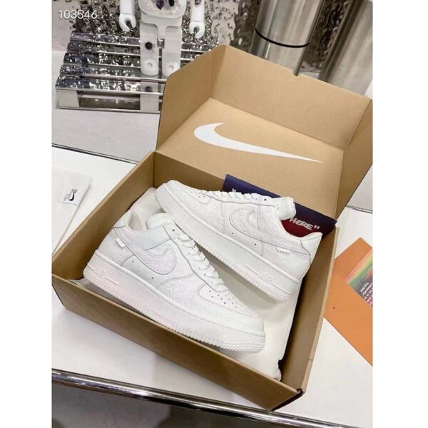 Louis Vuitton LV Unisex Nike Air Force 1 Sneaker White Monogram Embossed Calf Leather (6)